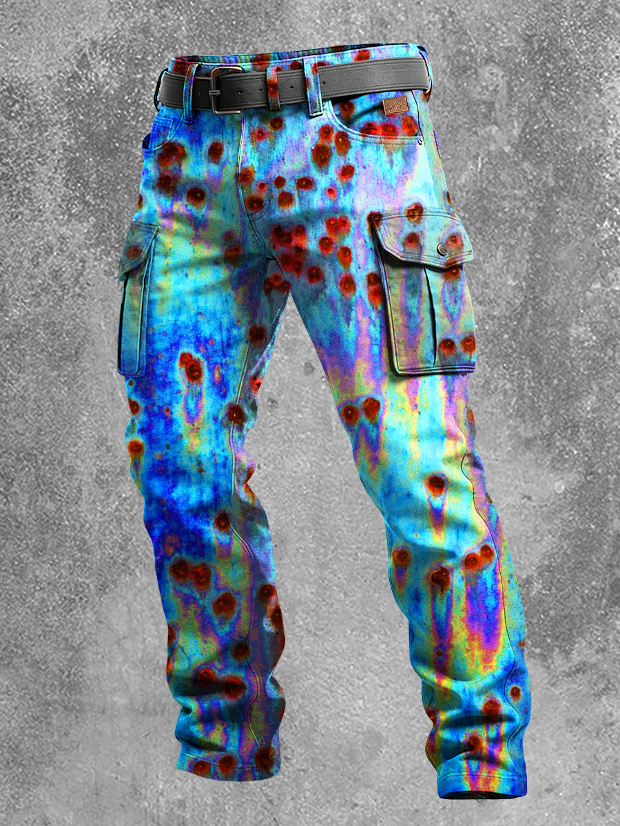 Men's Retro Vacation Business Art Print Casual Workwear Trousers