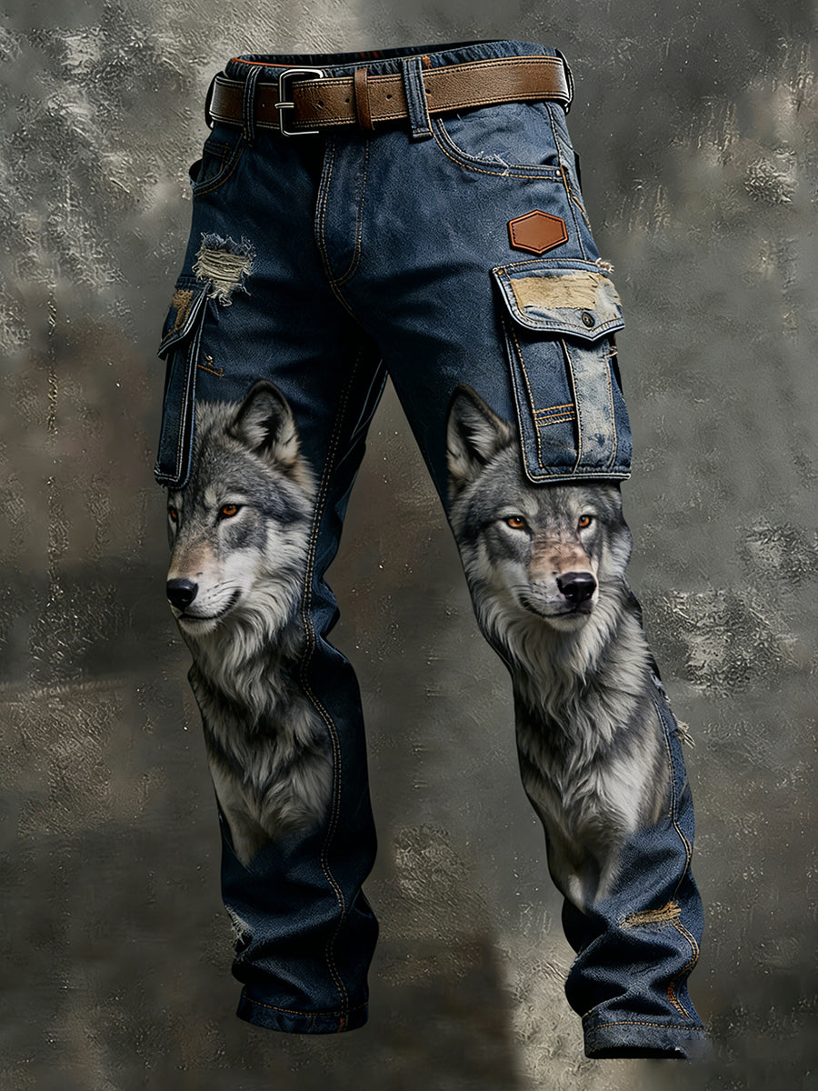 Men's Vintage Animal Print Art Business Casual Work Pants