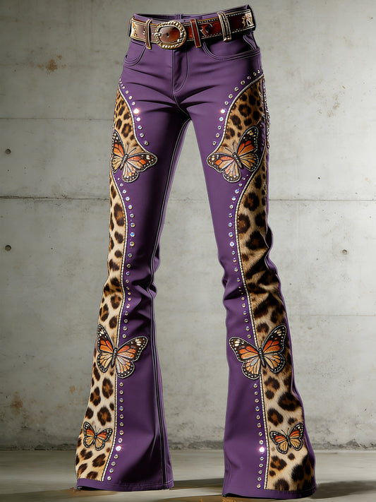 Women's Art Leopard Print Flared Trousers