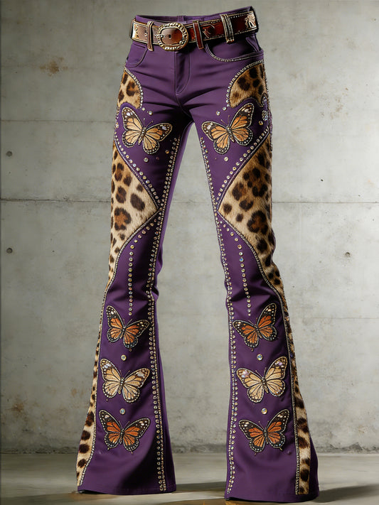 Women's Art Leopard Print Flared Trousers