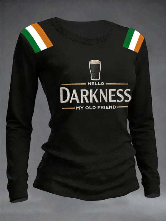 Women's Hello Darkness My Old Friend Round neck long sleeve T-shirt