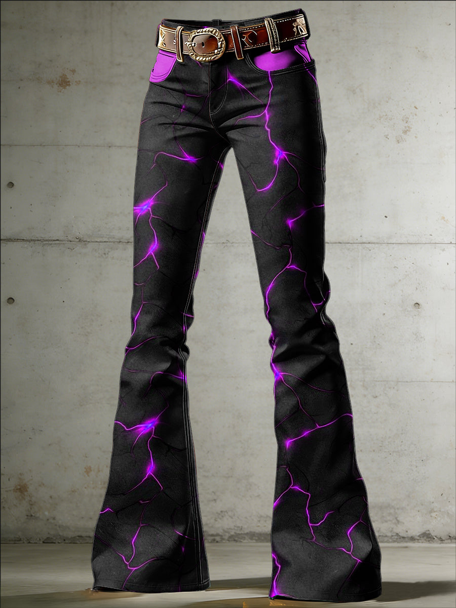 Women's Psychedelic Art Print Flared Trousers
