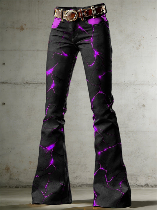 Women's Psychedelic Art Print Flared Trousers