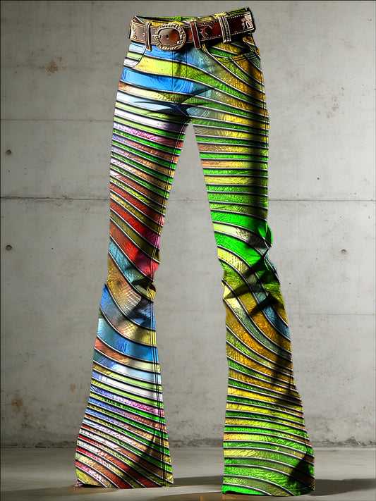 Women's Psychedelic Art Print Flared Trousers