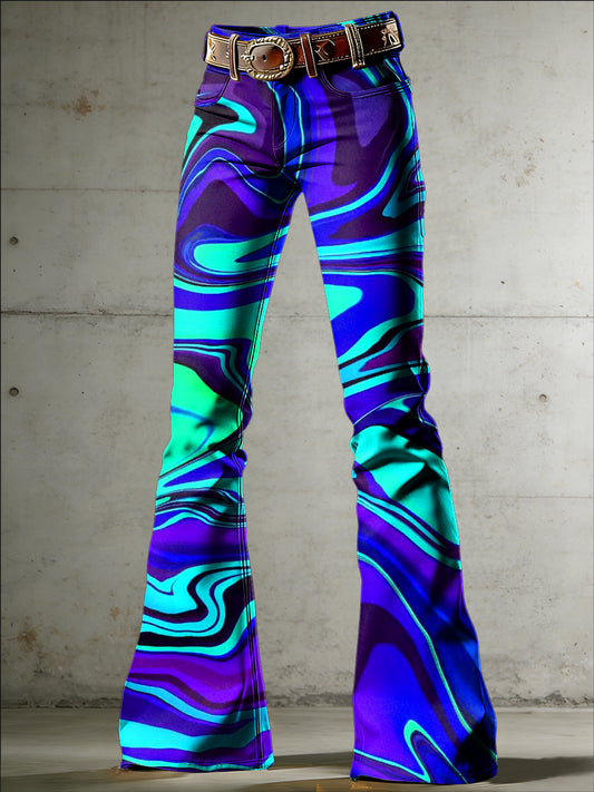 Women's Psychedelic Art Print Flared Trousers