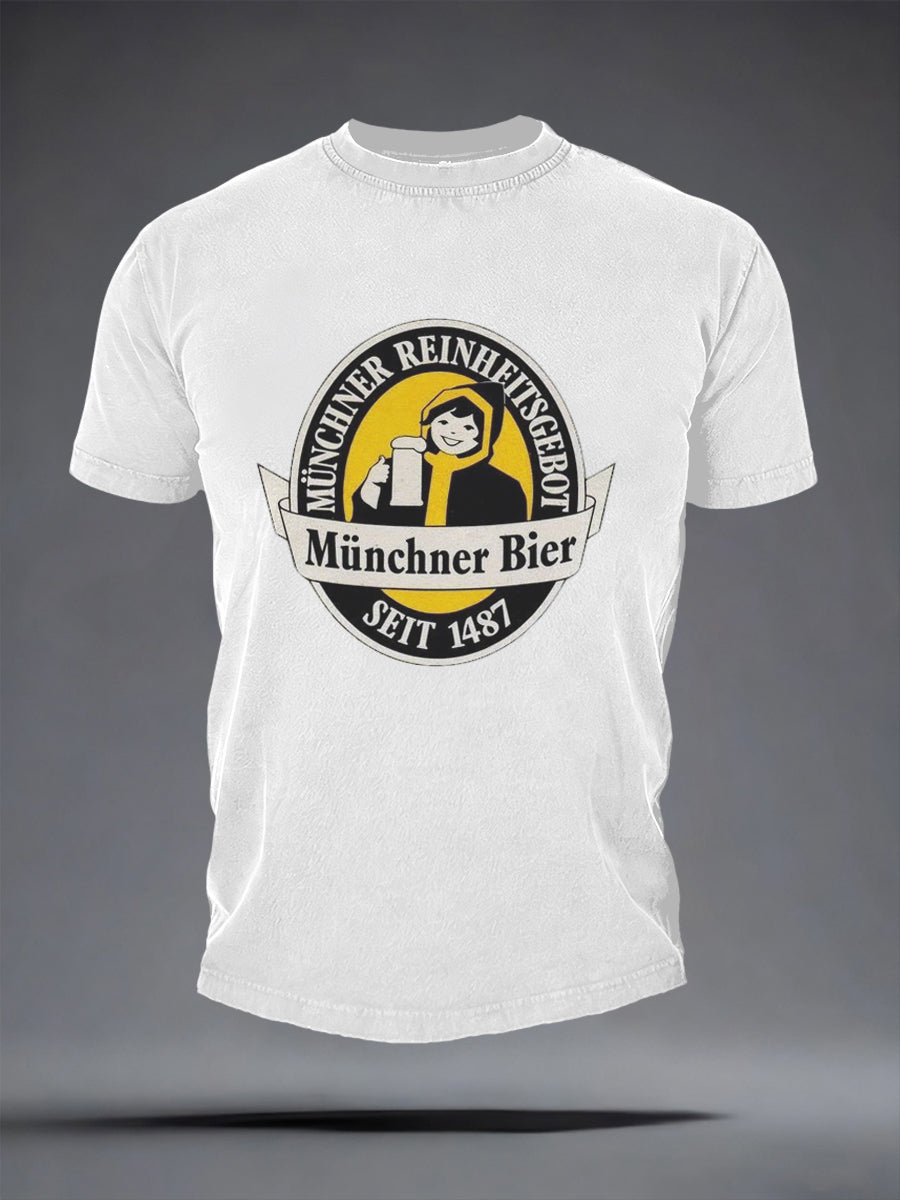 Men's Beer Lover Munich Oktoberfest Print T-shirt