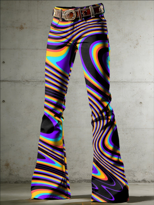 Women's Psychedelic Art Print Flared Trousers