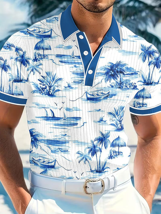 Men's Simple Vacation Printed Casual Polo Shirt