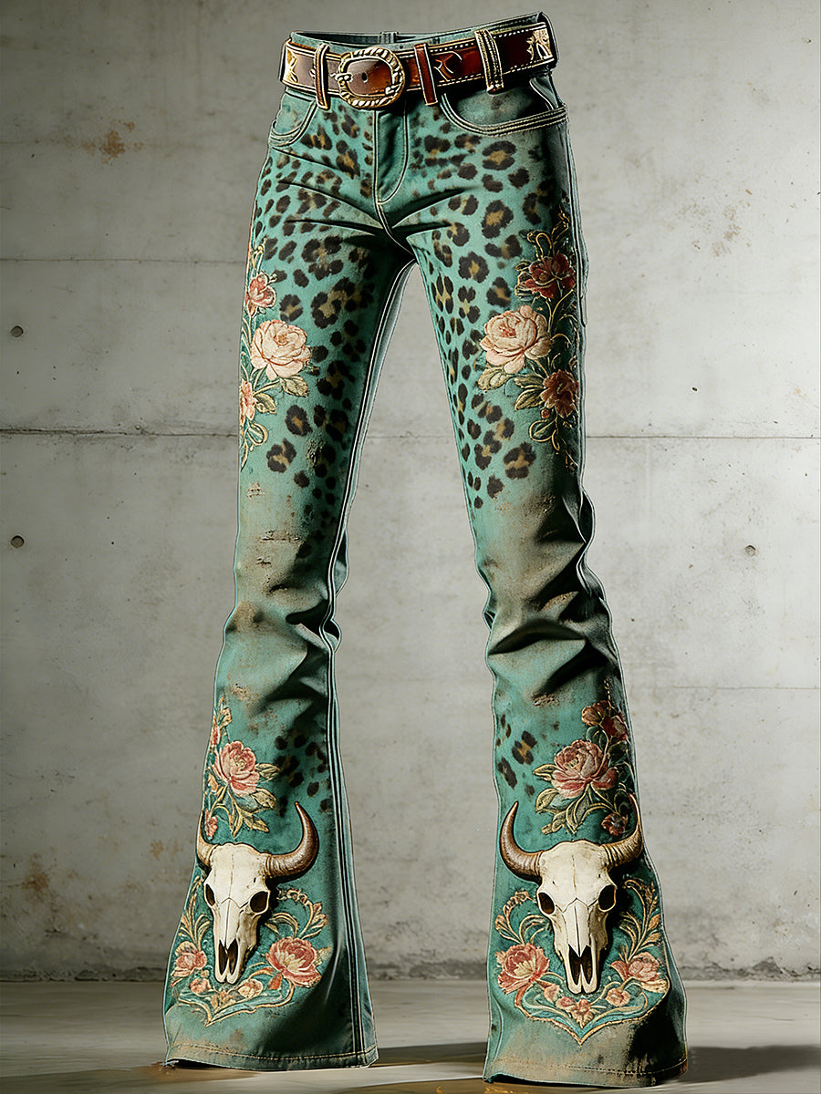 Women's West Art Print Flared Trousers