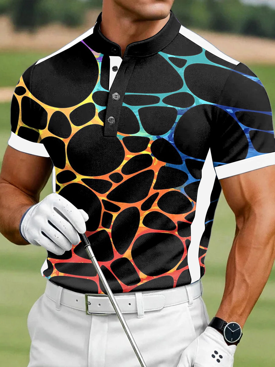 Men's Vintage Business Style Printed Casual Polo Shirt