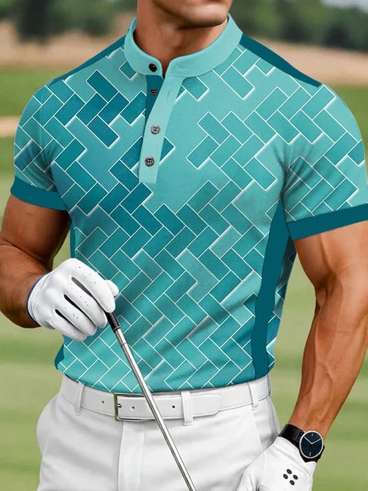 Men's Vintage Business Style Printed Casual Polo Shirt