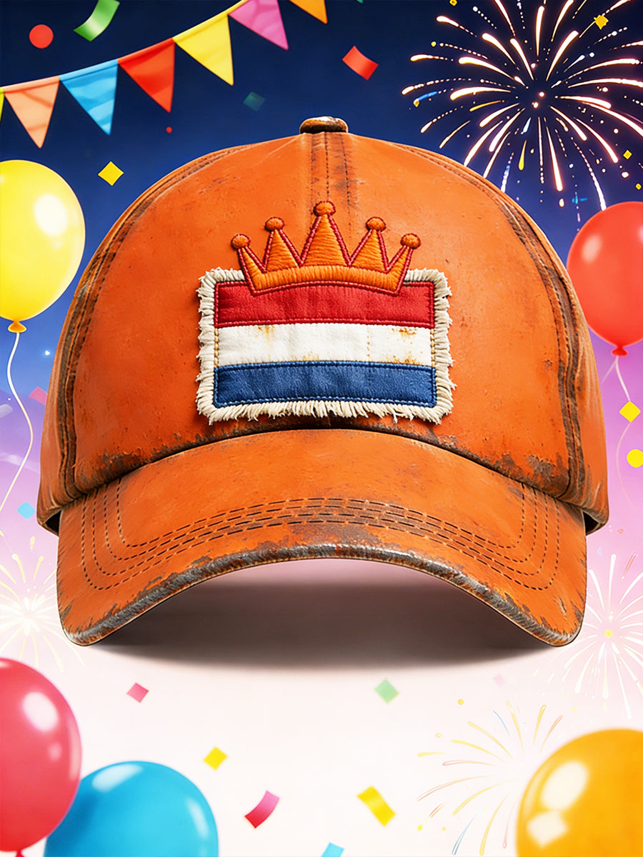 Dutch Flag Vintage Patchwork Print Casual Hat