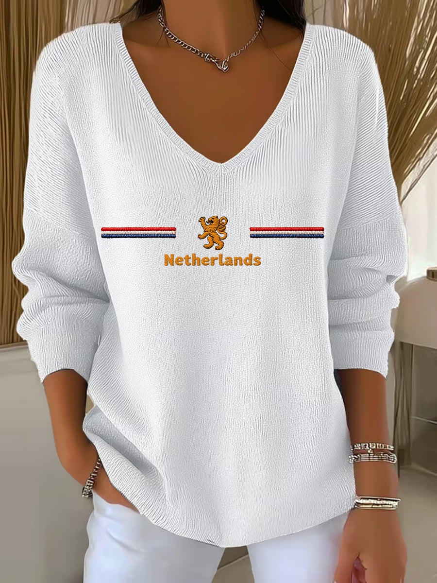 Women's KoningsdagV-Neck Ribbed Top