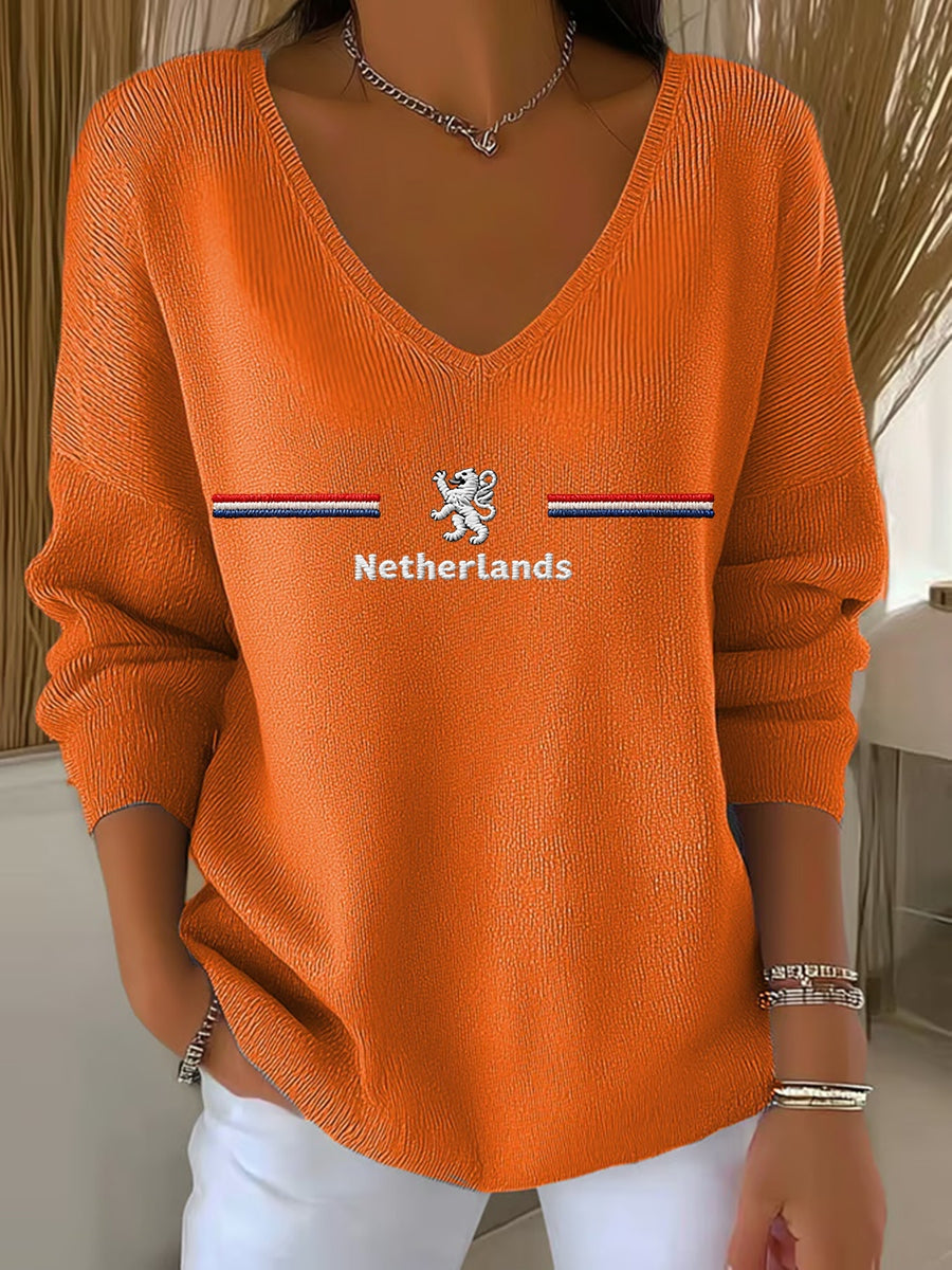 Women's KoningsdagV-Neck Ribbed Top