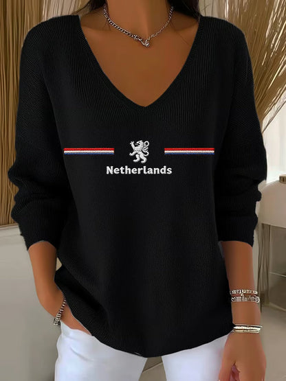 Women's KoningsdagV-Neck Ribbed Top