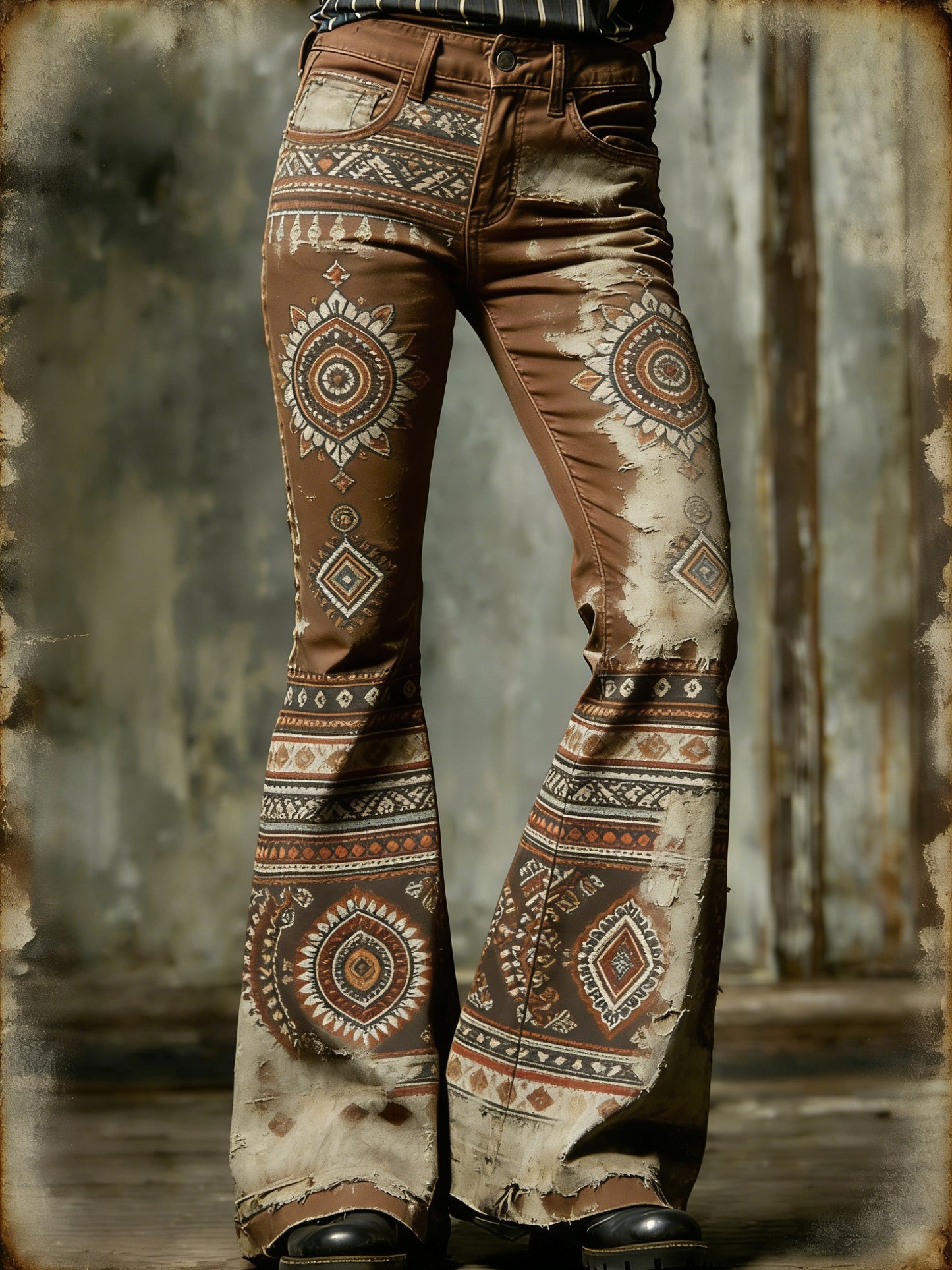 Women's Business Style Printed Casual Flared Pants