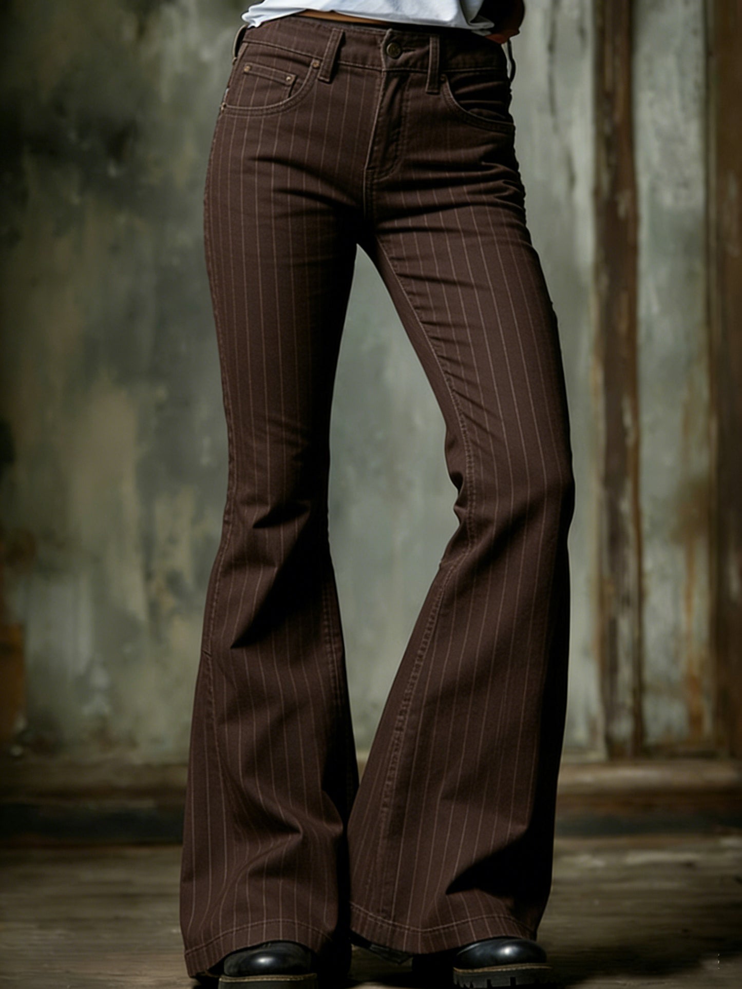Women's Business Style Printed Casual Flared Pants