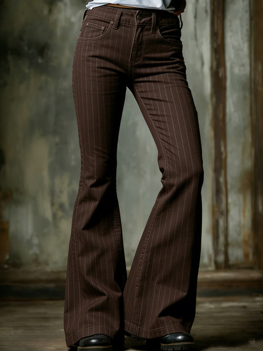 Women's Business Style Printed Casual Flared Pants