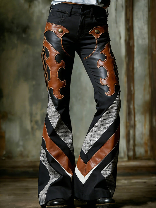 Women's Business Style Printed Casual Flared Pants