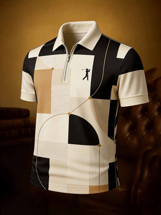 Men's Vintage Business Style Printed Casual Polo Shirt