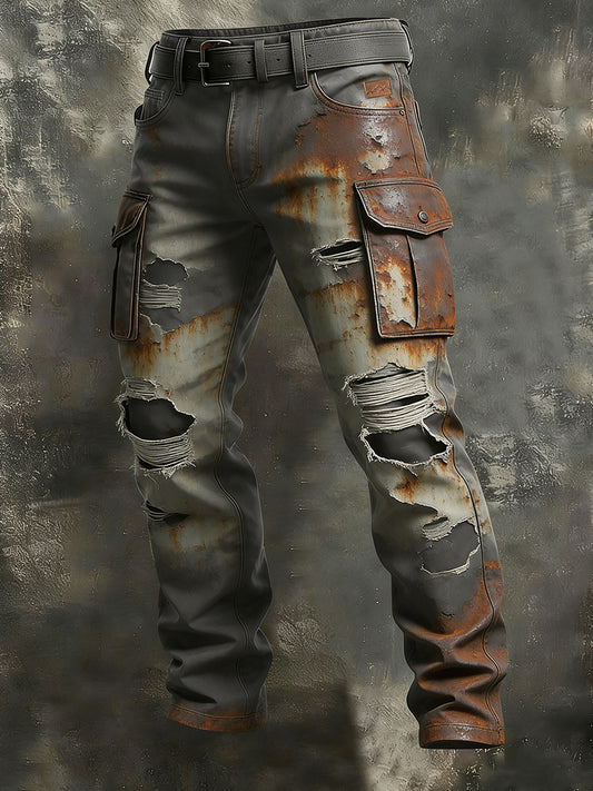 Men's Retro Vacation Business Art Print Casual Workwear Trousers
