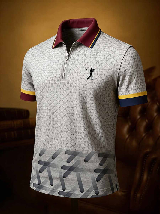 Men's Vintage Business Style Printed Casual Polo Shirt
