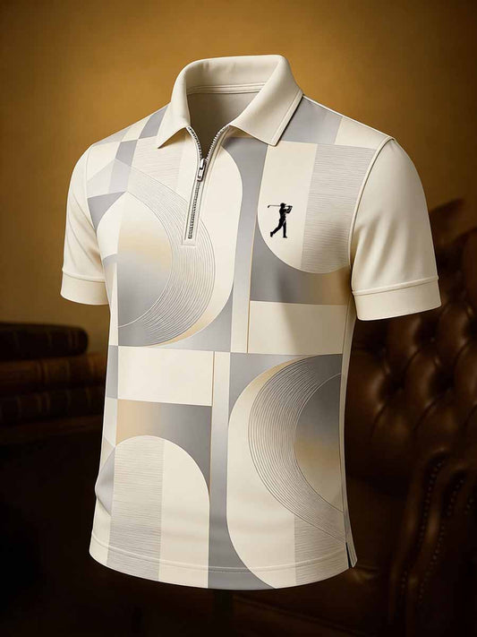 Men's Vintage Business Style Printed Casual Polo Shirt