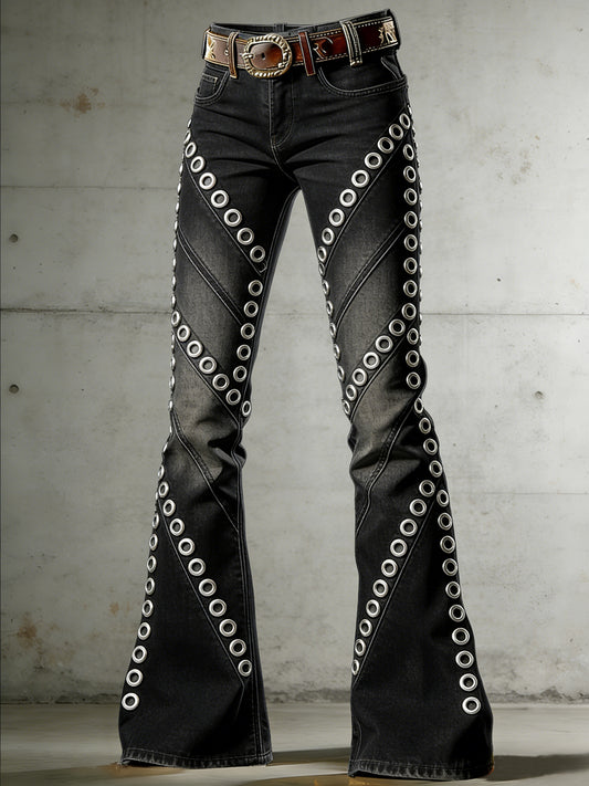 Women's Art Print Flared Trousers