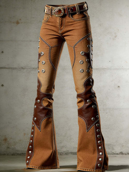 Women's Art Print Flared Trousers