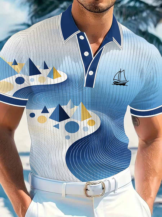 Men's Vintage Business Style Printed Casual Polo Shirt