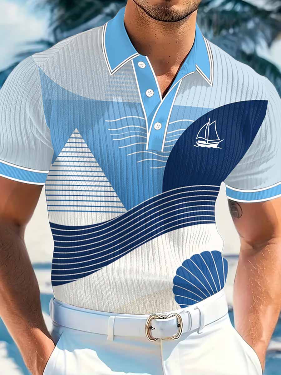 Men's Vintage Business Style Printed Casual Polo Shirt