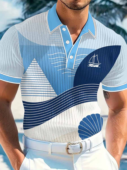 Men's Vintage Business Style Printed Casual Polo Shirt