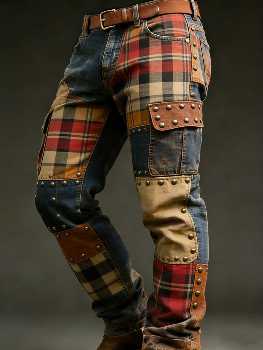 Men's Retro Vacation Business Art Print Casual Workwear Trousers