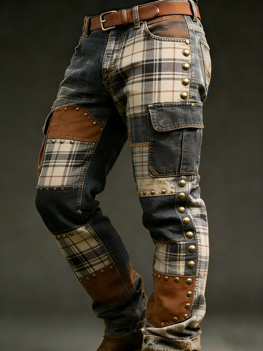 Men's Retro Vacation Business Art Print Casual Workwear Trousers