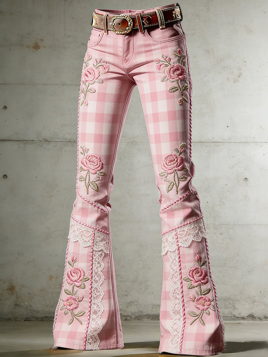 Women's Art Print Flared Trousers