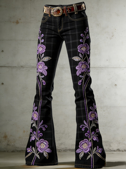 Women's Art Print Flared Trousers