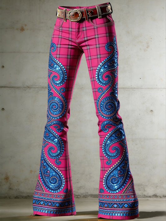Women's Art Print Flared Trousers