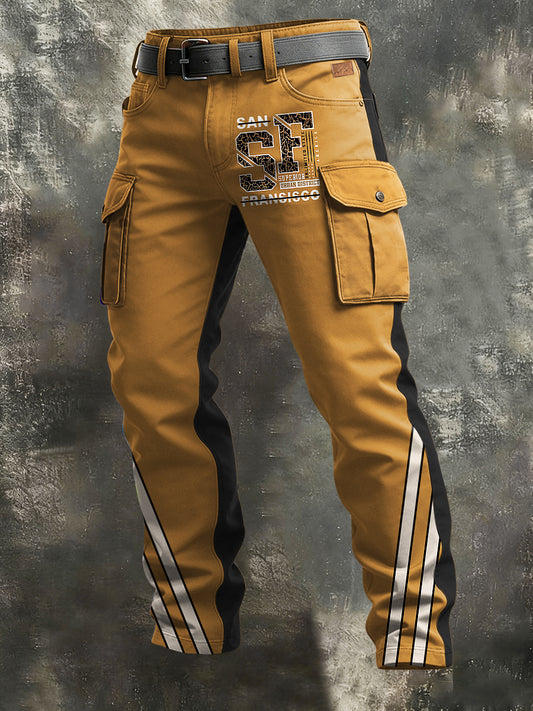 Men's Retro Vacation Business Sporty Style Art Print Casual Workwear Trousers
