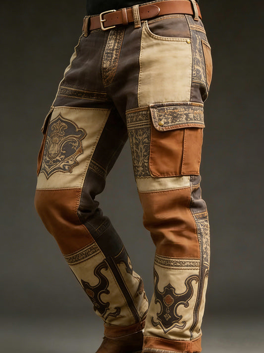 Men's Retro Vacation Business Western Art Print Casual Workwear Trousers