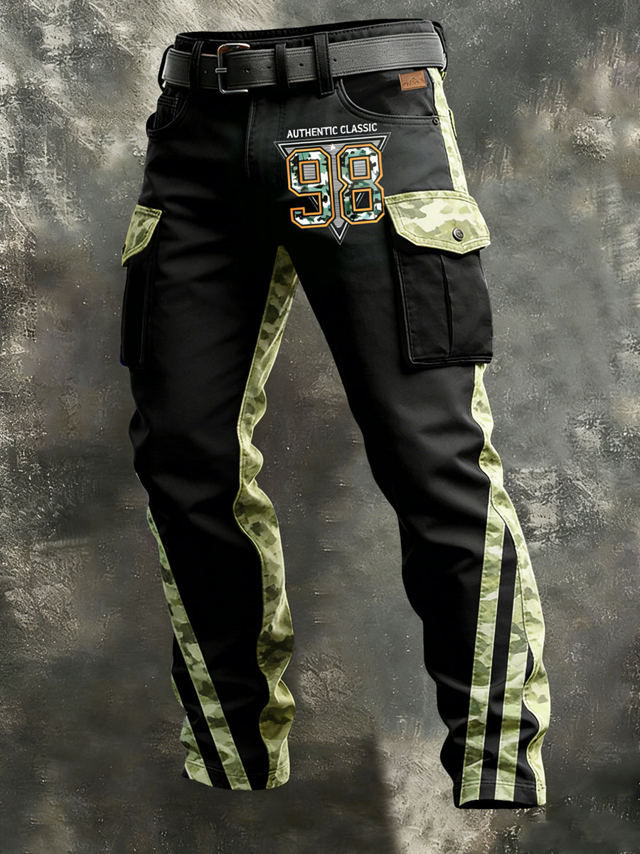 Men's Retro Vacation Business Sporty Style Art Print Casual Workwear Trousers
