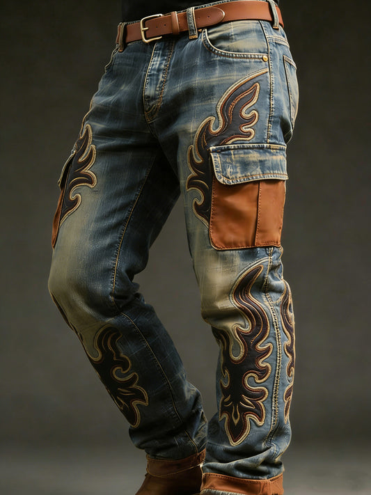 Men's Retro Vacation Business Western Art Print Casual Workwear Trousers