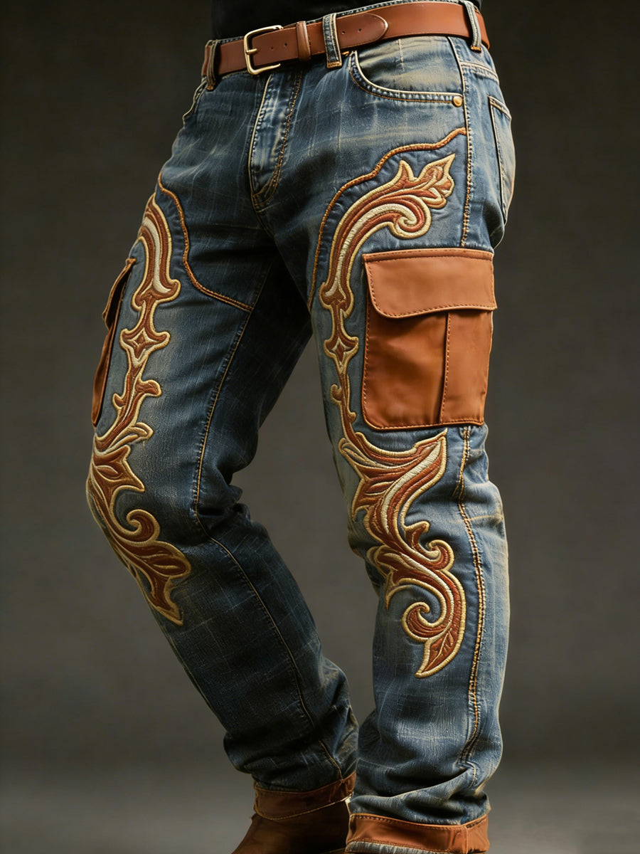 Men's Retro Vacation Business Western Art Print Casual Workwear Trousers