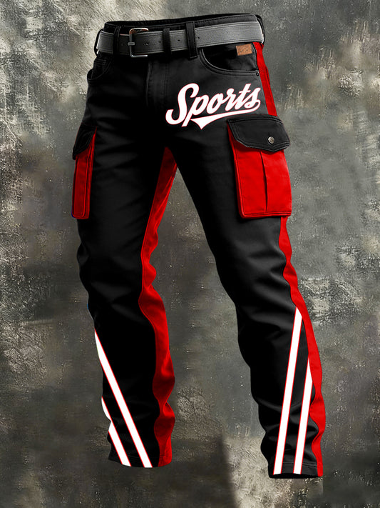 Men's Retro Vacation Business Art Print Casual Workwear Trousers