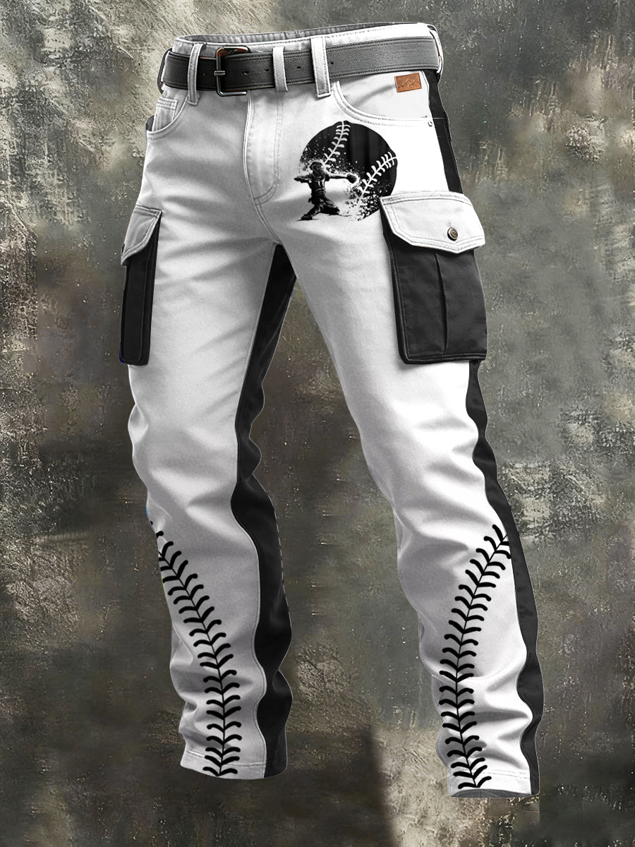 Men's Retro Vacation Business Art Print Casual Workwear Trousers