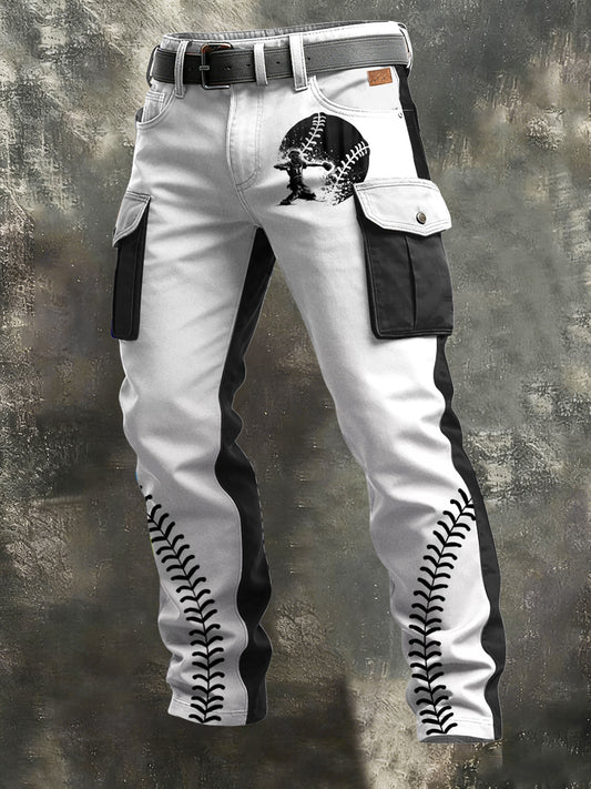 Men's Retro Vacation Business Art Print Casual Workwear Trousers