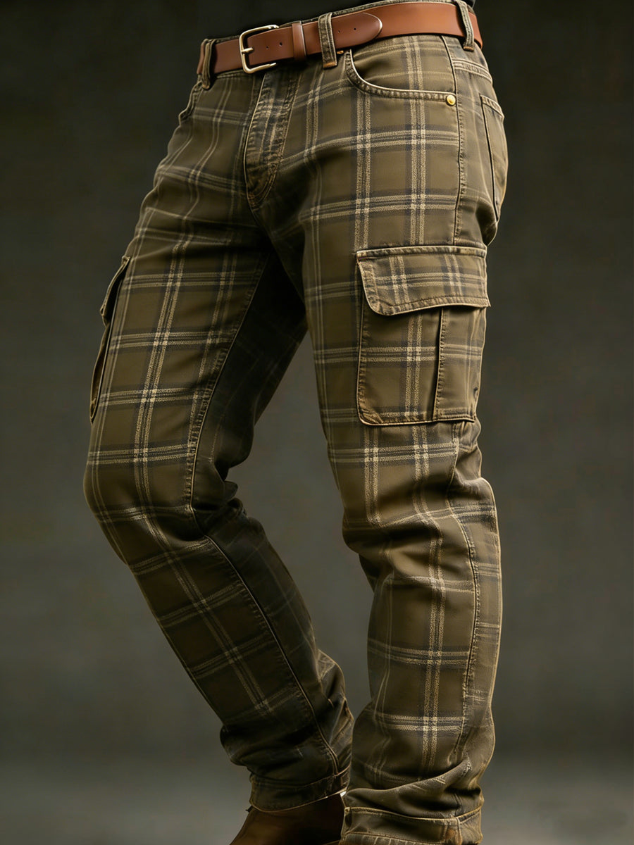 Men's Retro Vacation Business Art Print Casual Workwear Trousers