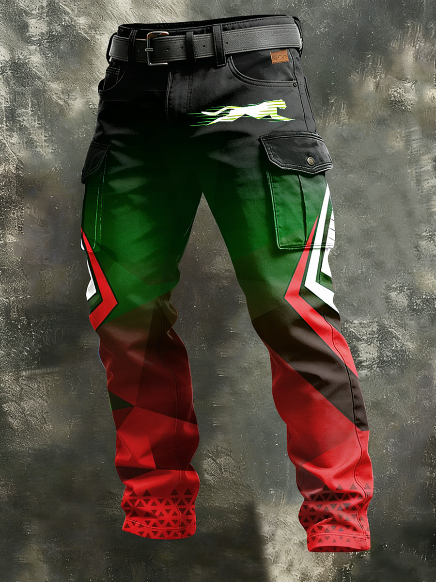 Men's Retro Vacation Business Art Print Casual Workwear Trousers