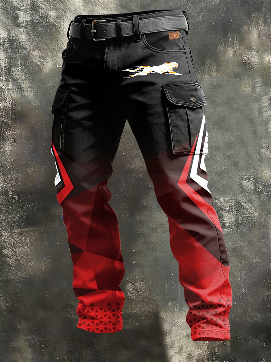 Men's Retro Vacation Business Art Print Casual Workwear Trousers