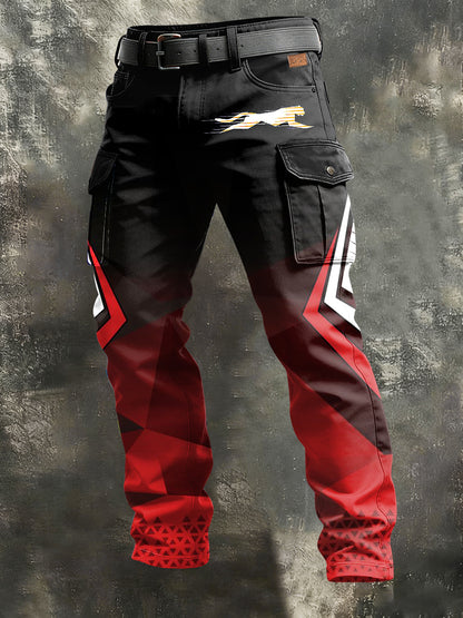 Men's Retro Vacation Business Art Print Casual Workwear Trousers