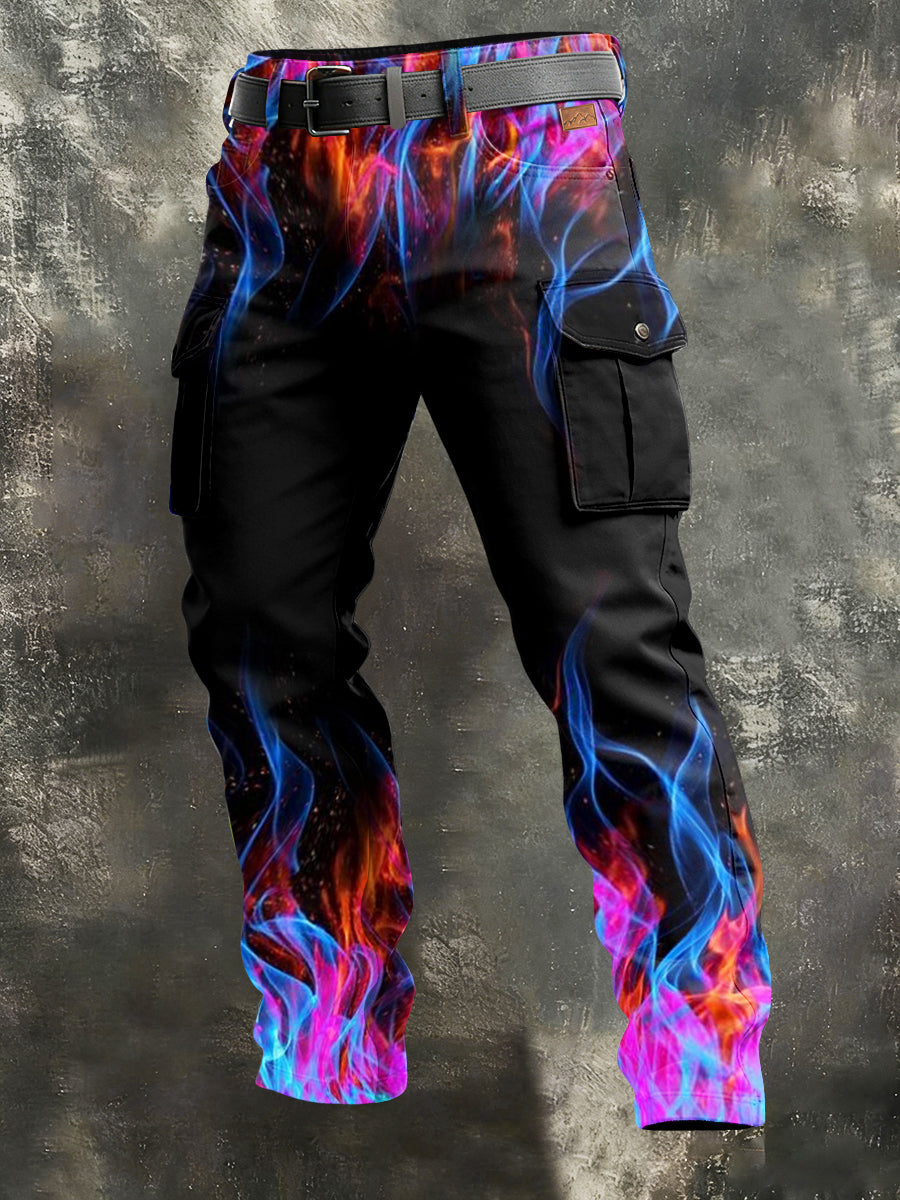 Men's Retro Vacation Business Art Print Casual Workwear Trousers